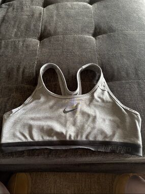 Nike Gray Sports Bra with Black Trim
